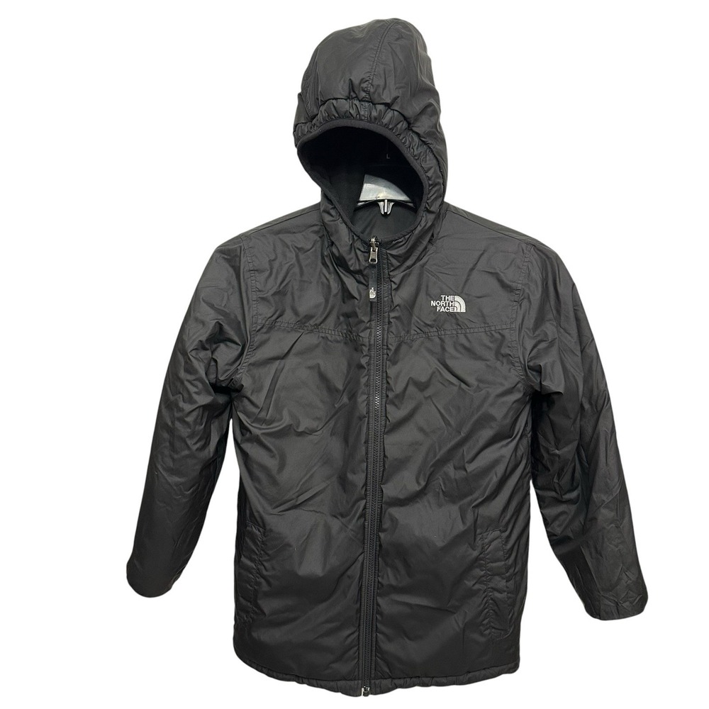 The North Face Boys Reversible Perrito Hooded Puffer Jacket Black Large 14/16